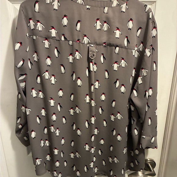 Torrid Gray Penguin Print Blouse - Picture 2 of 3